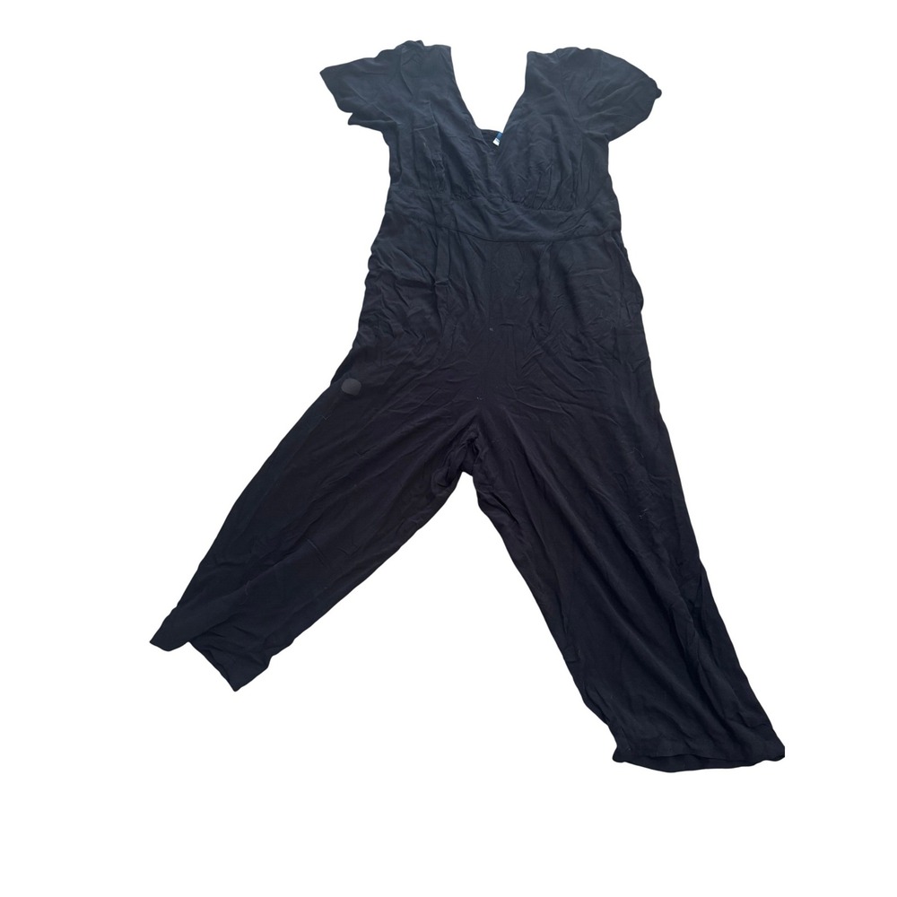 Old Navy Womens Black V-Neck Short Sleeve Wide Leg Jumpsuit Size 2X Plus